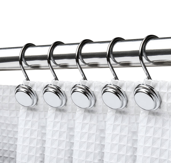 Loft97 HK14XX Shower Hooks - Shower Curtain Rings for Bathroom - Rust Proof Shower Curtain Hooks for Shower Curtain or Liner - Set of 12