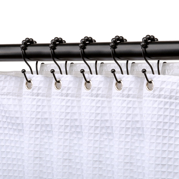 Loft97 HK16XX Shower Hooks - Double Shower Curtain Rings for Bathroom - Rust Proof Shower Curtain Hooks for Shower Curtain or Liner  - Set of 12