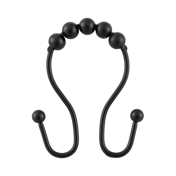 Loft97 HK16XX Shower Hooks - Double Shower Curtain Rings for Bathroom - Rust Proof Shower Curtain Hooks for Shower Curtain or Liner  - Set of 12