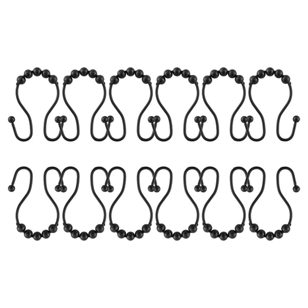 Loft97 HK16XX Shower Hooks - Double Shower Curtain Rings for Bathroom - Rust Proof Shower Curtain Hooks for Shower Curtain or Liner  - Set of 12