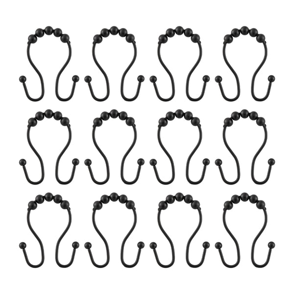 Loft97 HK16XX Shower Hooks - Double Shower Curtain Rings for Bathroom - Rust Proof Shower Curtain Hooks for Shower Curtain or Liner  - Set of 12
