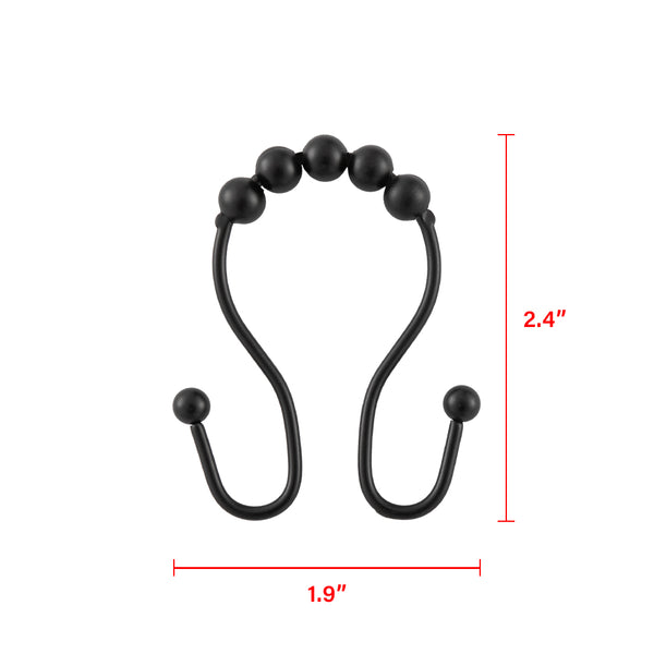 Loft97 HK16XX Shower Hooks - Double Shower Curtain Rings for Bathroom - Rust Proof Shower Curtain Hooks for Shower Curtain or Liner  - Set of 12