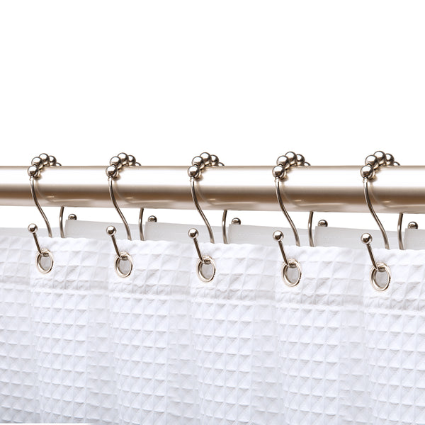 Loft97 HK16XX Shower Hooks - Double Shower Curtain Rings for Bathroom - Rust Proof Shower Curtain Hooks for Shower Curtain or Liner  - Set of 12