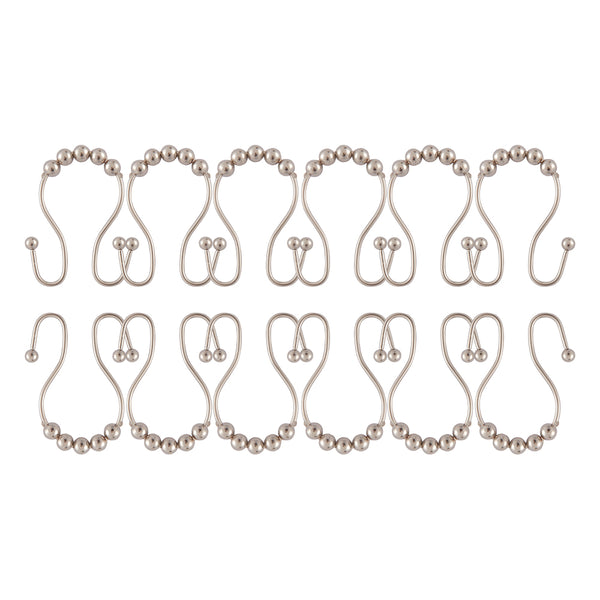Loft97 HK16XX Shower Hooks - Double Shower Curtain Rings for Bathroom - Rust Proof Shower Curtain Hooks for Shower Curtain or Liner  - Set of 12