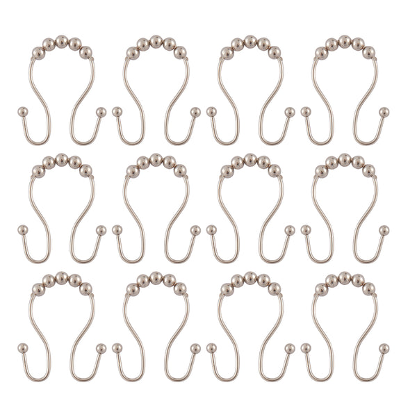 Loft97 HK16XX Shower Hooks - Double Shower Curtain Rings for Bathroom - Rust Proof Shower Curtain Hooks for Shower Curtain or Liner  - Set of 12