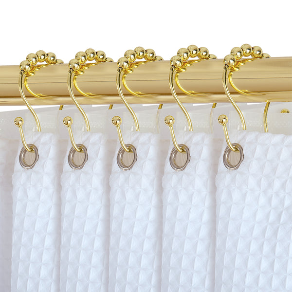 Loft97 HK16XX Shower Hooks - Double Shower Curtain Rings for Bathroom - Rust Proof Shower Curtain Hooks for Shower Curtain or Liner  - Set of 12