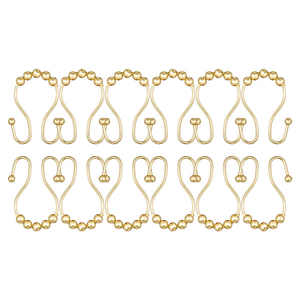 Loft97 HK16XX Shower Hooks - Double Shower Curtain Rings for Bathroom - Rust Proof Shower Curtain Hooks for Shower Curtain or Liner  - Set of 12