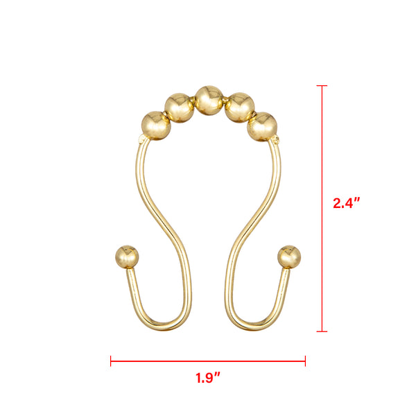 Loft97 HK16XX Shower Hooks - Double Shower Curtain Rings for Bathroom - Rust Proof Shower Curtain Hooks for Shower Curtain or Liner  - Set of 12