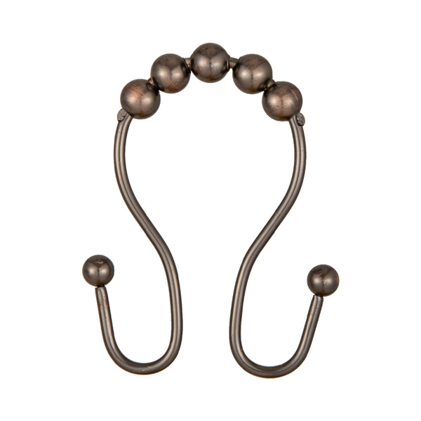 Loft97 HK16XX Shower Hooks - Double Shower Curtain Rings for Bathroom - Rust Proof Shower Curtain Hooks for Shower Curtain or Liner  - Set of 12