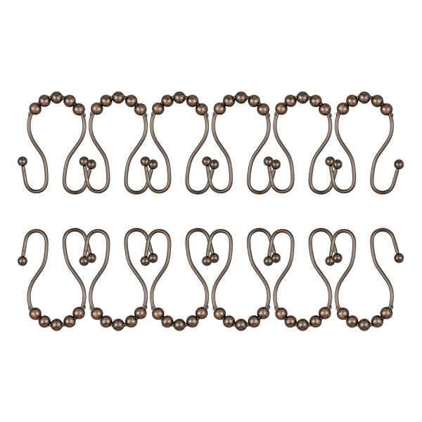 Loft97 HK16XX Shower Hooks - Double Shower Curtain Rings for Bathroom - Rust Proof Shower Curtain Hooks for Shower Curtain or Liner  - Set of 12