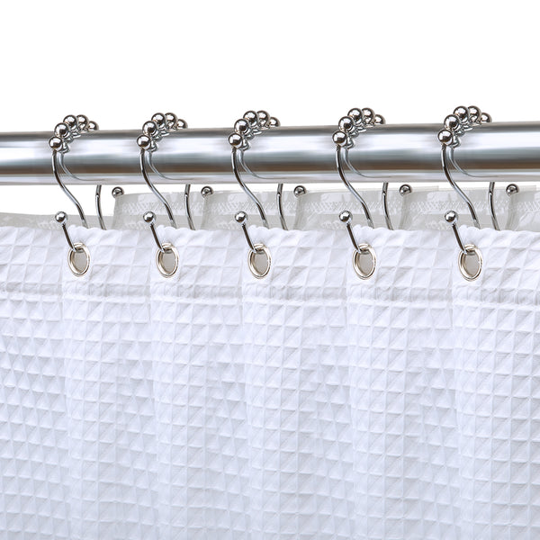 Loft97 HK16XX Shower Hooks - Double Shower Curtain Rings for Bathroom - Rust Proof Shower Curtain Hooks for Shower Curtain or Liner  - Set of 12
