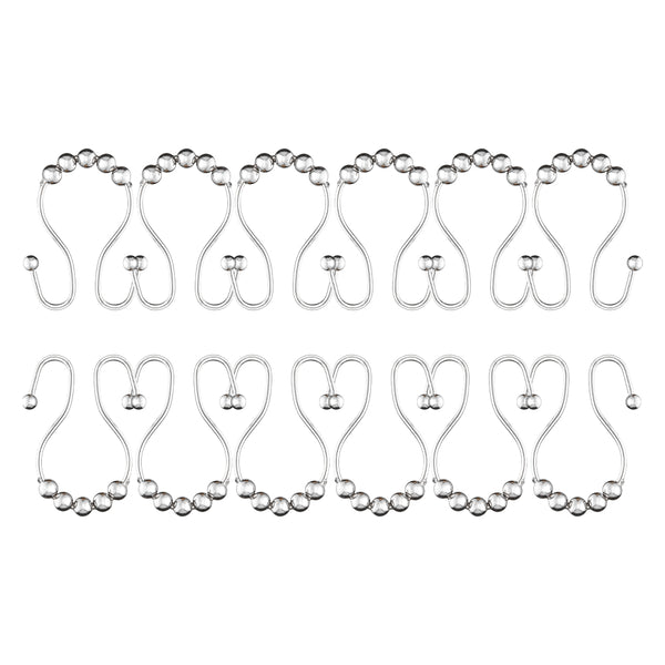 Loft97 HK16XX Shower Hooks - Double Shower Curtain Rings for Bathroom - Rust Proof Shower Curtain Hooks for Shower Curtain or Liner  - Set of 12