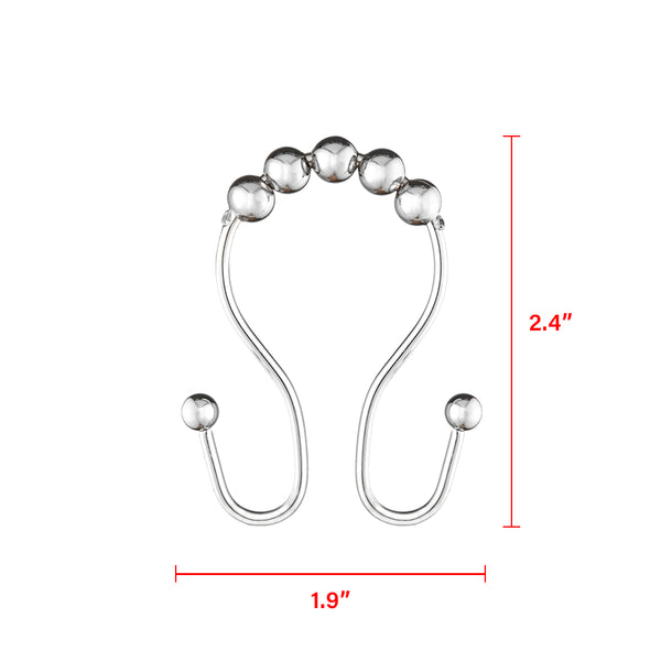 Loft97 HK16XX Shower Hooks - Double Shower Curtain Rings for Bathroom - Rust Proof Shower Curtain Hooks for Shower Curtain or Liner  - Set of 12