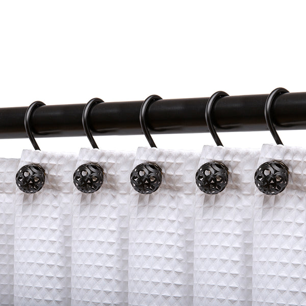 Loft97 HK17XX Shower Hooks - Shower Curtain Rings for Bathroom - Rust Resistant Shower Curtain Hooks for Shower Curtain or Liner - Set of 12