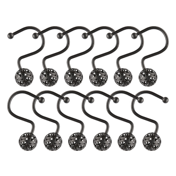 Loft97 HK17XX Shower Hooks - Shower Curtain Rings for Bathroom - Rust Resistant Shower Curtain Hooks for Shower Curtain or Liner - Set of 12