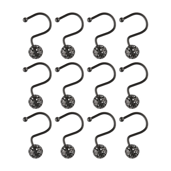 Loft97 HK17XX Shower Hooks - Shower Curtain Rings for Bathroom - Rust Resistant Shower Curtain Hooks for Shower Curtain or Liner - Set of 12