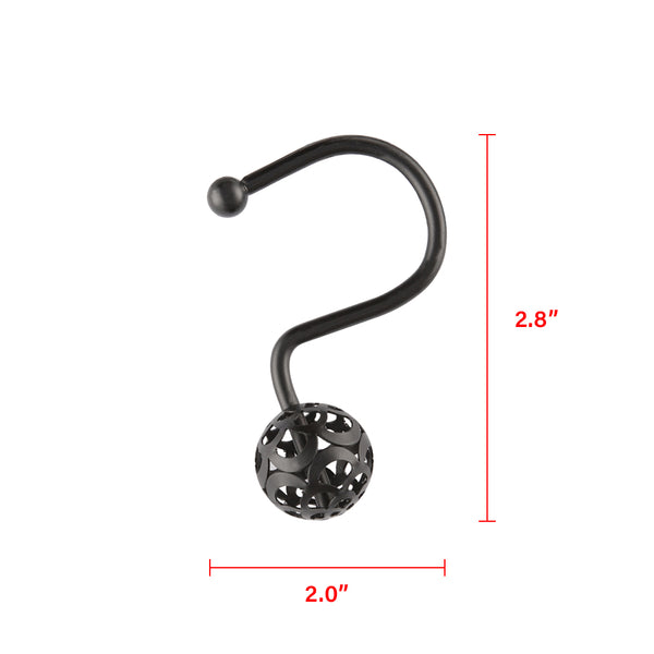 Loft97 HK17XX Shower Hooks - Shower Curtain Rings for Bathroom - Rust Resistant Shower Curtain Hooks for Shower Curtain or Liner - Set of 12