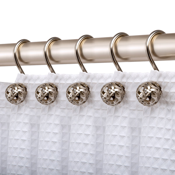 Loft97 HK17XX Shower Hooks - Shower Curtain Rings for Bathroom - Rust Resistant Shower Curtain Hooks for Shower Curtain or Liner - Set of 12