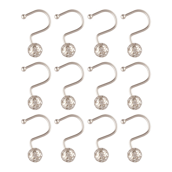 Loft97 HK17XX Shower Hooks - Shower Curtain Rings for Bathroom - Rust Resistant Shower Curtain Hooks for Shower Curtain or Liner - Set of 12