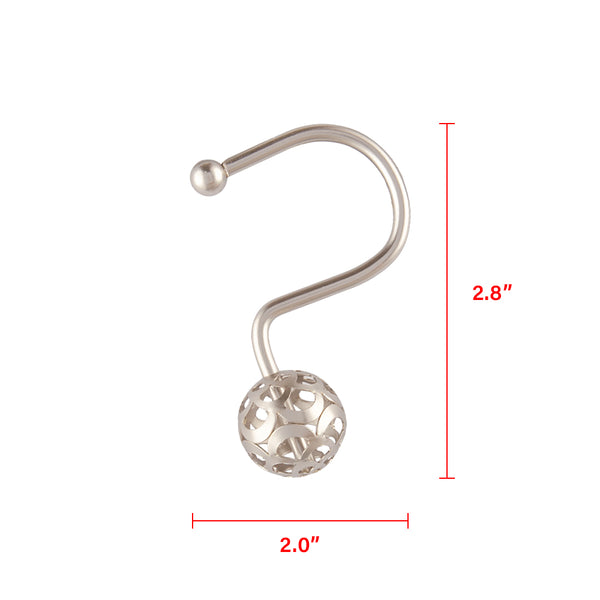 Loft97 HK17XX Shower Hooks - Shower Curtain Rings for Bathroom - Rust Resistant Shower Curtain Hooks for Shower Curtain or Liner - Set of 12