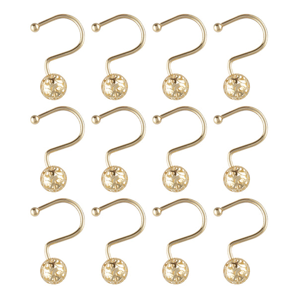 Loft97 HK17XX Shower Hooks - Shower Curtain Rings for Bathroom - Rust Resistant Shower Curtain Hooks for Shower Curtain or Liner - Set of 12