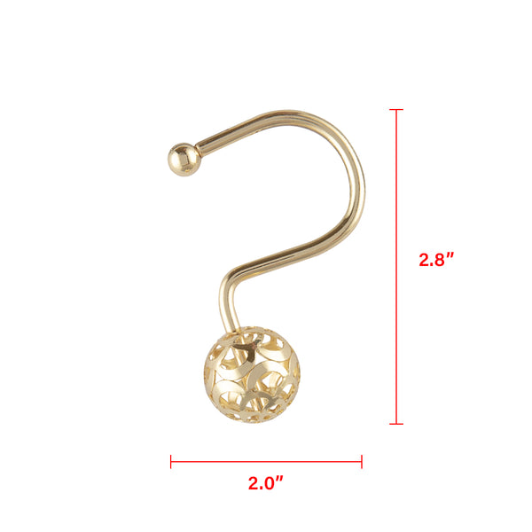 Loft97 HK17XX Shower Hooks - Shower Curtain Rings for Bathroom - Rust Resistant Shower Curtain Hooks for Shower Curtain or Liner - Set of 12