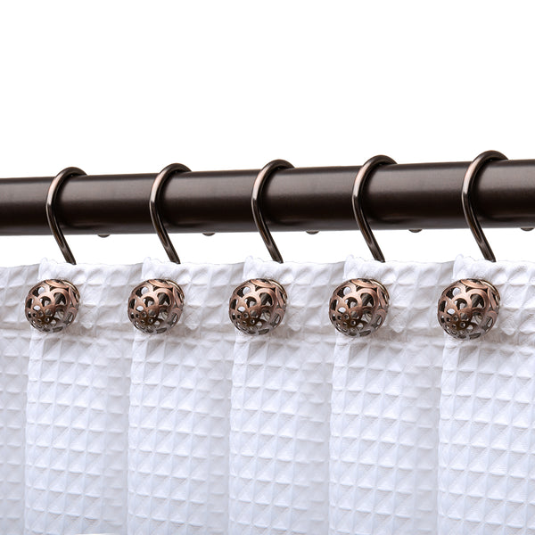 Loft97 HK17XX Shower Hooks - Shower Curtain Rings for Bathroom - Rust Resistant Shower Curtain Hooks for Shower Curtain or Liner - Set of 12