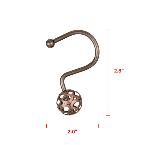 Loft97 HK17XX Shower Hooks - Shower Curtain Rings for Bathroom - Rust Resistant Shower Curtain Hooks for Shower Curtain or Liner - Set of 12