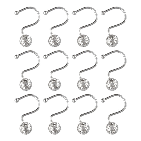 Loft97 HK17XX Shower Hooks - Shower Curtain Rings for Bathroom - Rust Resistant Shower Curtain Hooks for Shower Curtain or Liner - Set of 12