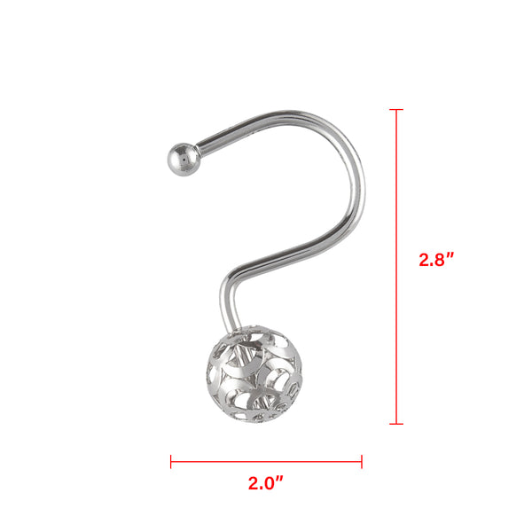 Loft97 HK17XX Shower Hooks - Shower Curtain Rings for Bathroom - Rust Resistant Shower Curtain Hooks for Shower Curtain or Liner - Set of 12