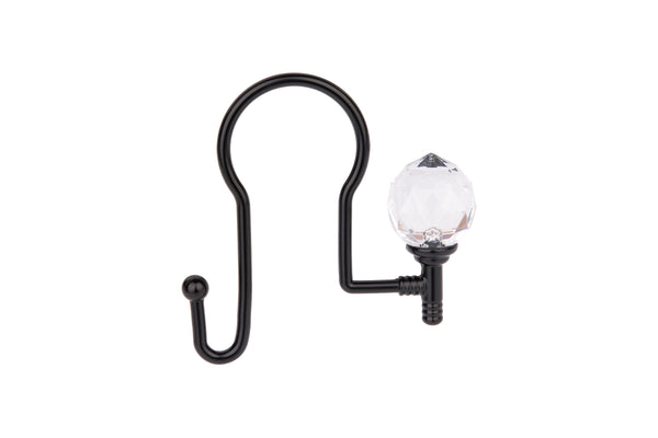 Loft97 HK18XX Shower Hooks - Double Shower Curtain Rings for Bathroom - Rust Proof Shower Curtain Hooks for Shower Curtain or Liner - Shower Curtain Rings with Crystal Design - Set of 12