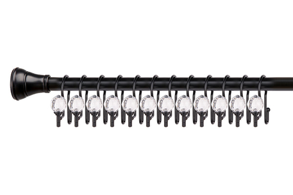 Loft97 HK18XX Shower Hooks - Double Shower Curtain Rings for Bathroom - Rust Proof Shower Curtain Hooks for Shower Curtain or Liner - Shower Curtain Rings with Crystal Design - Set of 12