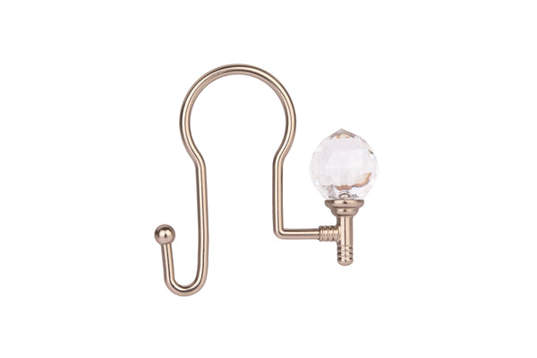 Loft97 HK18XX Shower Hooks - Double Shower Curtain Rings for Bathroom - Rust Proof Shower Curtain Hooks for Shower Curtain or Liner - Shower Curtain Rings with Crystal Design - Set of 12