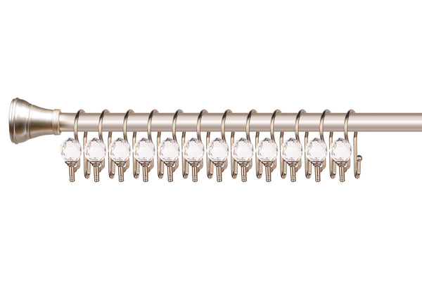 Loft97 HK18XX Shower Hooks - Double Shower Curtain Rings for Bathroom - Rust Proof Shower Curtain Hooks for Shower Curtain or Liner - Shower Curtain Rings with Crystal Design - Set of 12
