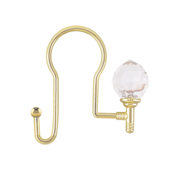 Loft97 HK18XX Shower Hooks - Double Shower Curtain Rings for Bathroom - Rust Proof Shower Curtain Hooks for Shower Curtain or Liner - Shower Curtain Rings with Crystal Design - Set of 12