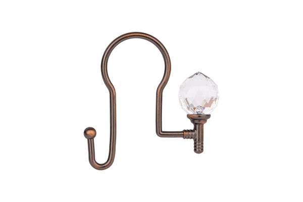 Loft97 HK18XX Shower Hooks - Double Shower Curtain Rings for Bathroom - Rust Proof Shower Curtain Hooks for Shower Curtain or Liner - Shower Curtain Rings with Crystal Design - Set of 12