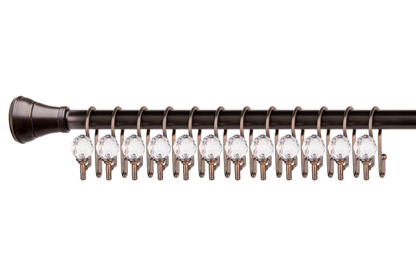 Loft97 HK18XX Shower Hooks - Double Shower Curtain Rings for Bathroom - Rust Proof Shower Curtain Hooks for Shower Curtain or Liner - Shower Curtain Rings with Crystal Design - Set of 12