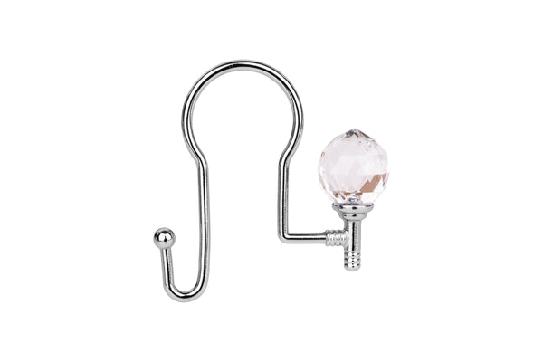 Loft97 HK18XX Shower Hooks - Double Shower Curtain Rings for Bathroom - Rust Proof Shower Curtain Hooks for Shower Curtain or Liner - Shower Curtain Rings with Crystal Design - Set of 12