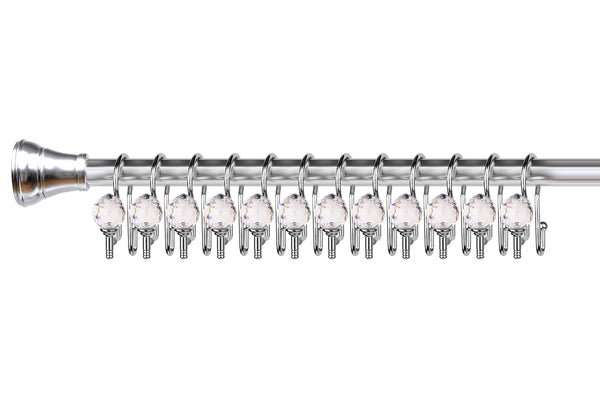 Loft97 HK18XX Shower Hooks - Double Shower Curtain Rings for Bathroom - Rust Proof Shower Curtain Hooks for Shower Curtain or Liner - Shower Curtain Rings with Crystal Design - Set of 12
