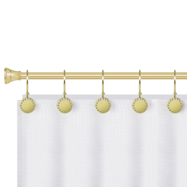 Loft97 HK19XX Shower Hooks - Double Shower Curtain Rings for Bathroom - Rust Resistant Shower Curtain Hooks for Shower Curtain or Liner - Shower Curtain Rings with Crystal Design - Set of 12