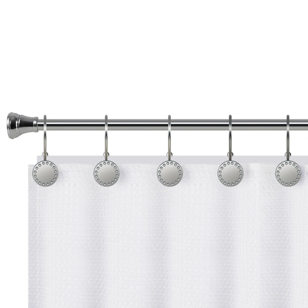 Loft97 HK19XX Shower Hooks - Double Shower Curtain Rings for Bathroom - Rust Resistant Shower Curtain Hooks for Shower Curtain or Liner - Shower Curtain Rings with Crystal Design - Set of 12