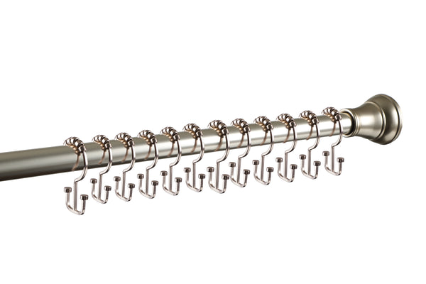 Loft97 HK1XX Shower Hooks - Double Shower Curtain Rings for Bathroom - Rust Resistant Shower Curtain Hooks for Shower Curtain or Liner - Flat Double Shower Curtain Hooks - Set of 12