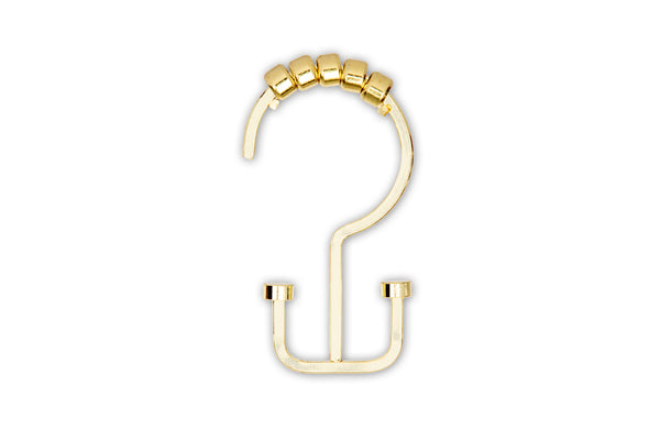 Loft97 HK1XX Shower Hooks - Double Shower Curtain Rings for Bathroom - Rust Resistant Shower Curtain Hooks for Shower Curtain or Liner - Flat Double Shower Curtain Hooks - Set of 12