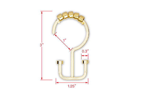 Loft97 HK1XX Shower Hooks - Double Shower Curtain Rings for Bathroom - Rust Resistant Shower Curtain Hooks for Shower Curtain or Liner - Flat Double Shower Curtain Hooks - Set of 12