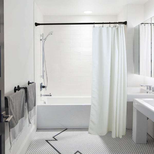 Loft97 HK1XX Shower Hooks - Double Shower Curtain Rings for Bathroom - Rust Resistant Shower Curtain Hooks for Shower Curtain or Liner - Flat Double Shower Curtain Hooks - Set of 12