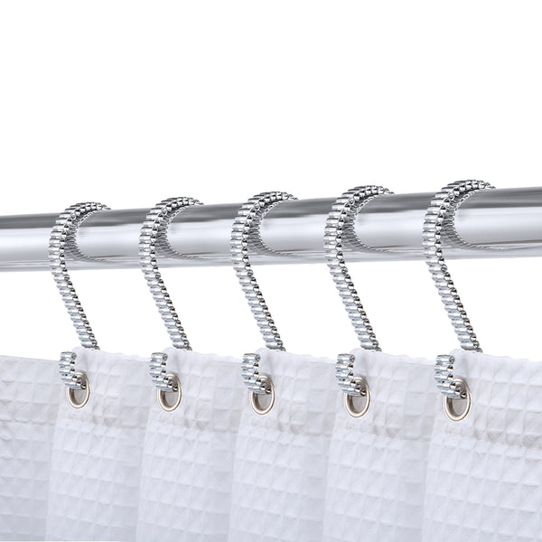 Loft97 HK11XX Shower Rings, Shower Curtain Rings for Bathroom,  Rustproof Zinc Shower Curtain Hooks Rings, S Shaped Hooks for Shower Curtains,  Set of 12