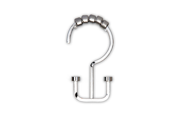 Loft97 HK1XX Shower Hooks - Double Shower Curtain Rings for Bathroom - Rust Resistant Shower Curtain Hooks for Shower Curtain or Liner - Flat Double Shower Curtain Hooks - Set of 12