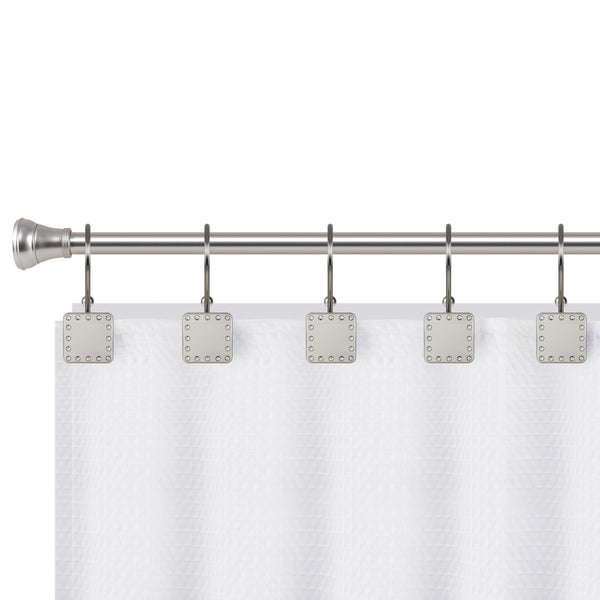 Loft97 HK20XX Shower Hooks - Double Shower Curtain Rings for Bathroom - Rust Resistant Shower Curtain Hooks for Shower Curtain or Liner - Shower Curtain Rings with Crystal Design - Set of 12