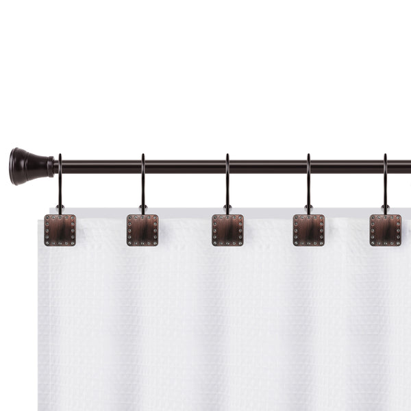 Loft97 HK20XX Shower Hooks - Double Shower Curtain Rings for Bathroom - Rust Resistant Shower Curtain Hooks for Shower Curtain or Liner - Shower Curtain Rings with Crystal Design - Set of 12