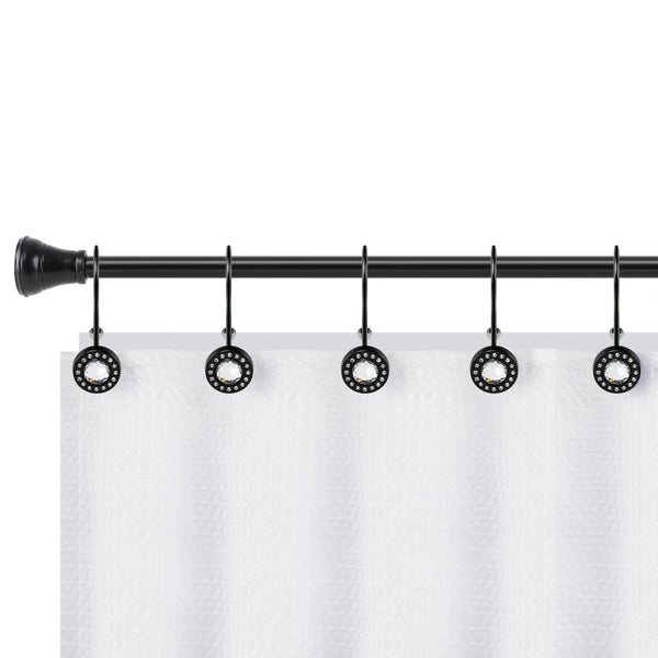 Loft97 HK21XX Shower Hooks - Double Shower Curtain Rings for Bathroom - Rust Resistant Shower Curtain Hooks for Shower Curtain or Liner - Shower Curtain Rings with Crystal Design - Set of 12